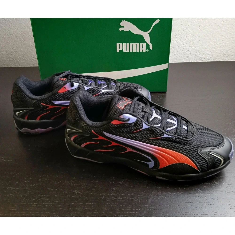 Puma Inhale Mens Sneakers Black Red Purple Flame Low Top 401560-02 Size 9.5 NEW